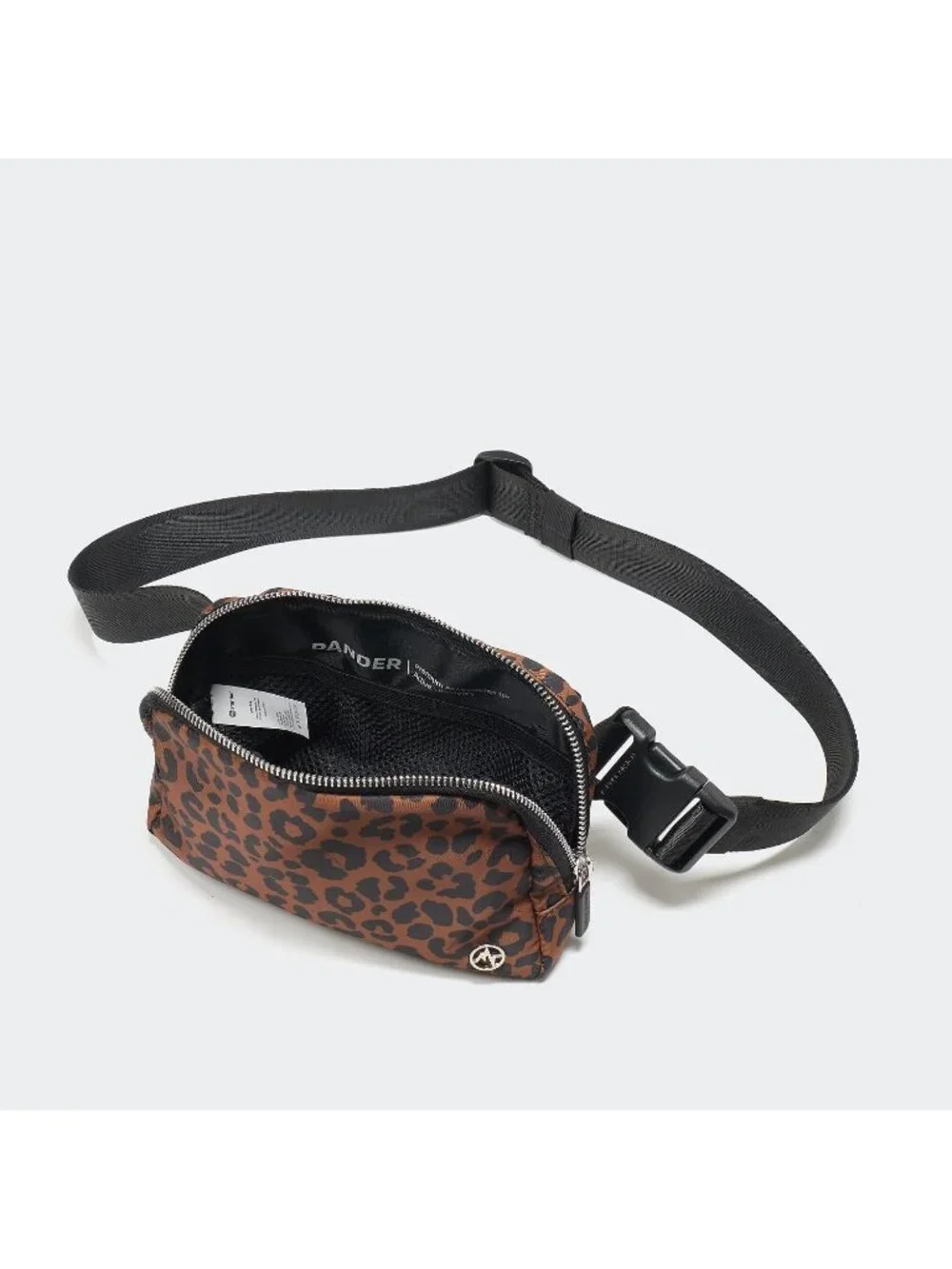 Men's Midnight Leopard Crossbody Belt Bag Wide Zipper Adjustable Strap 3-Pockets